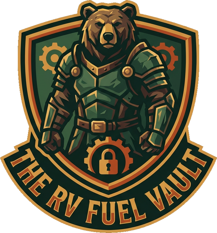 The RV Fuel Vault bear logo